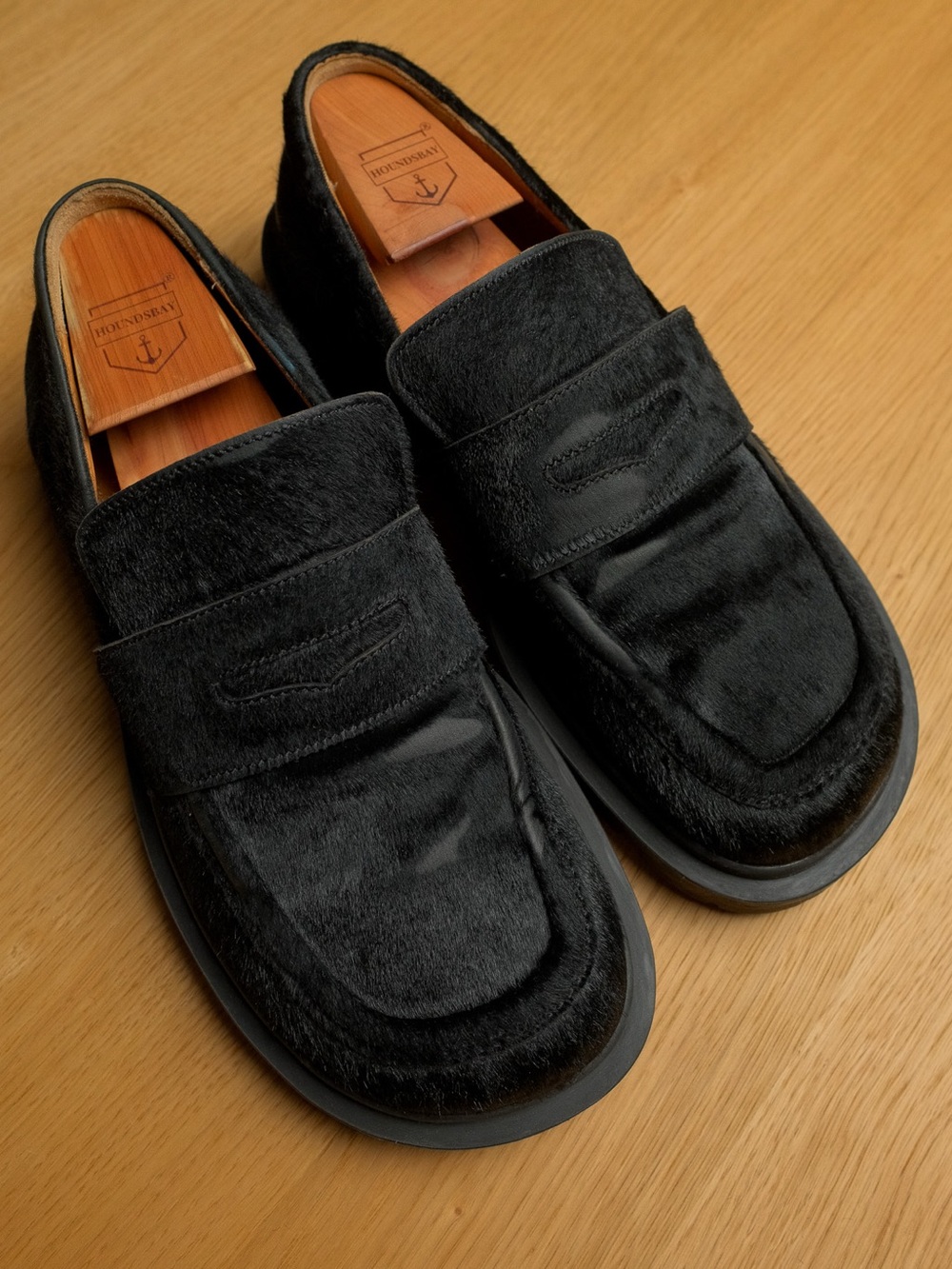 Maison Margiela Calf Hair Pony Hair Lug Sole Loafers Black Size 42